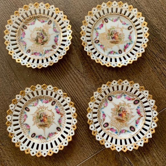 Vintage 1925 Powell Porcelain Reticulated Trinkets Dishes - Picture 10 of 11